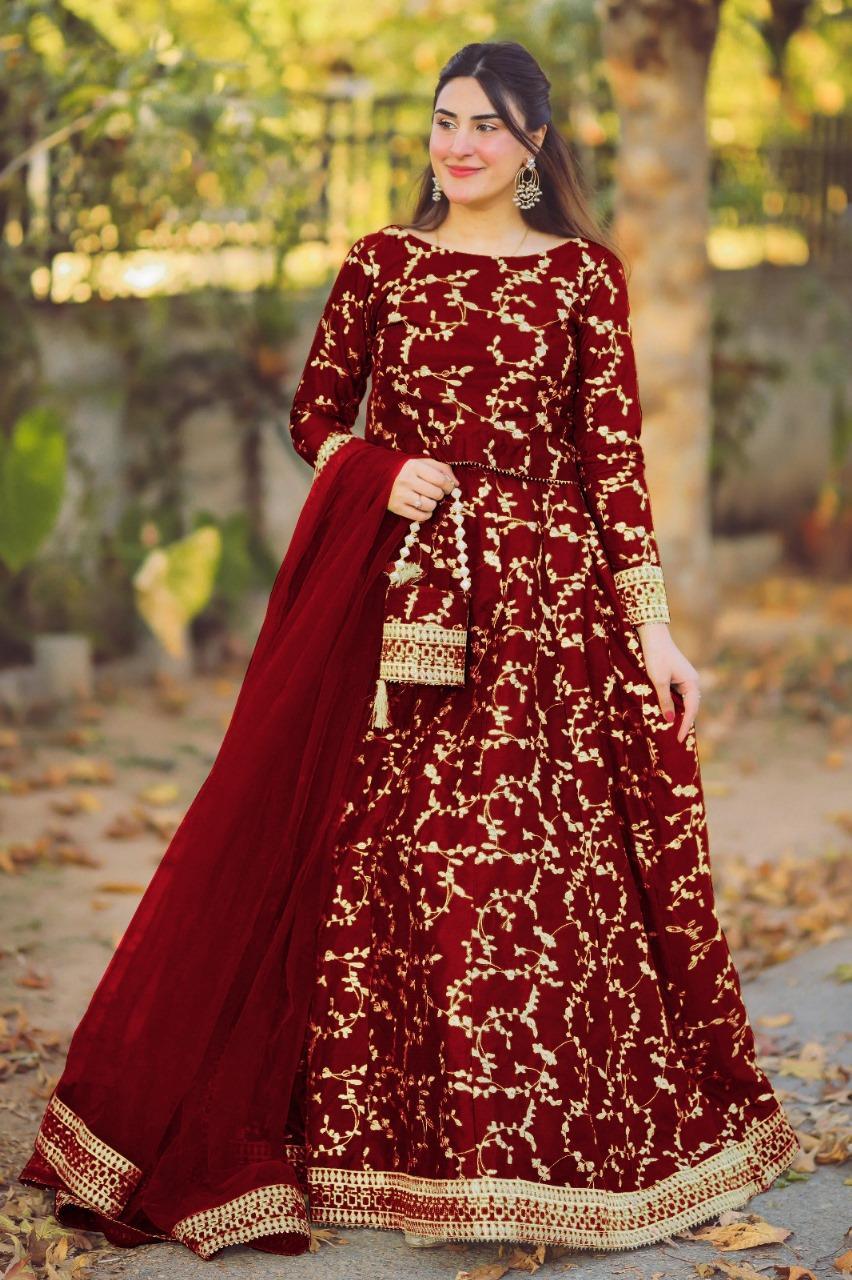 Elegant Women's Lehenga: Stitched Katan Silk Embroidered