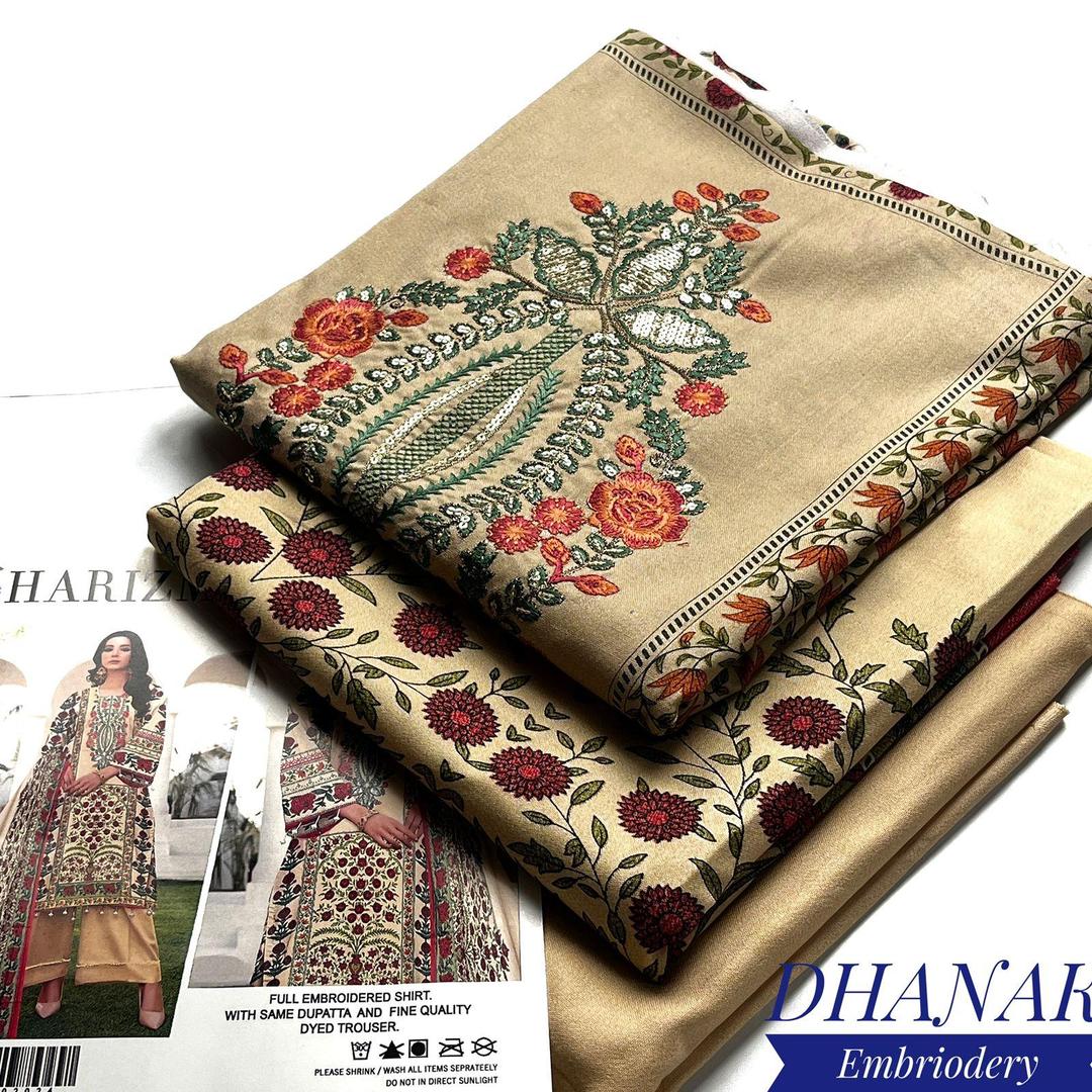 Dhanak Embroidered Suit 3 Pcs Women's Unstitched